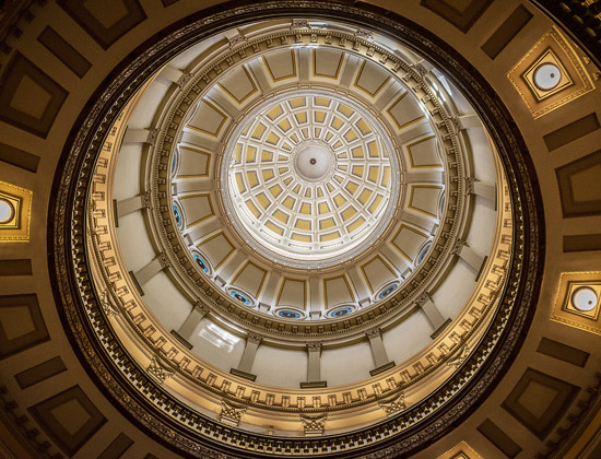 an inside view of the Colorado state capitol building dome